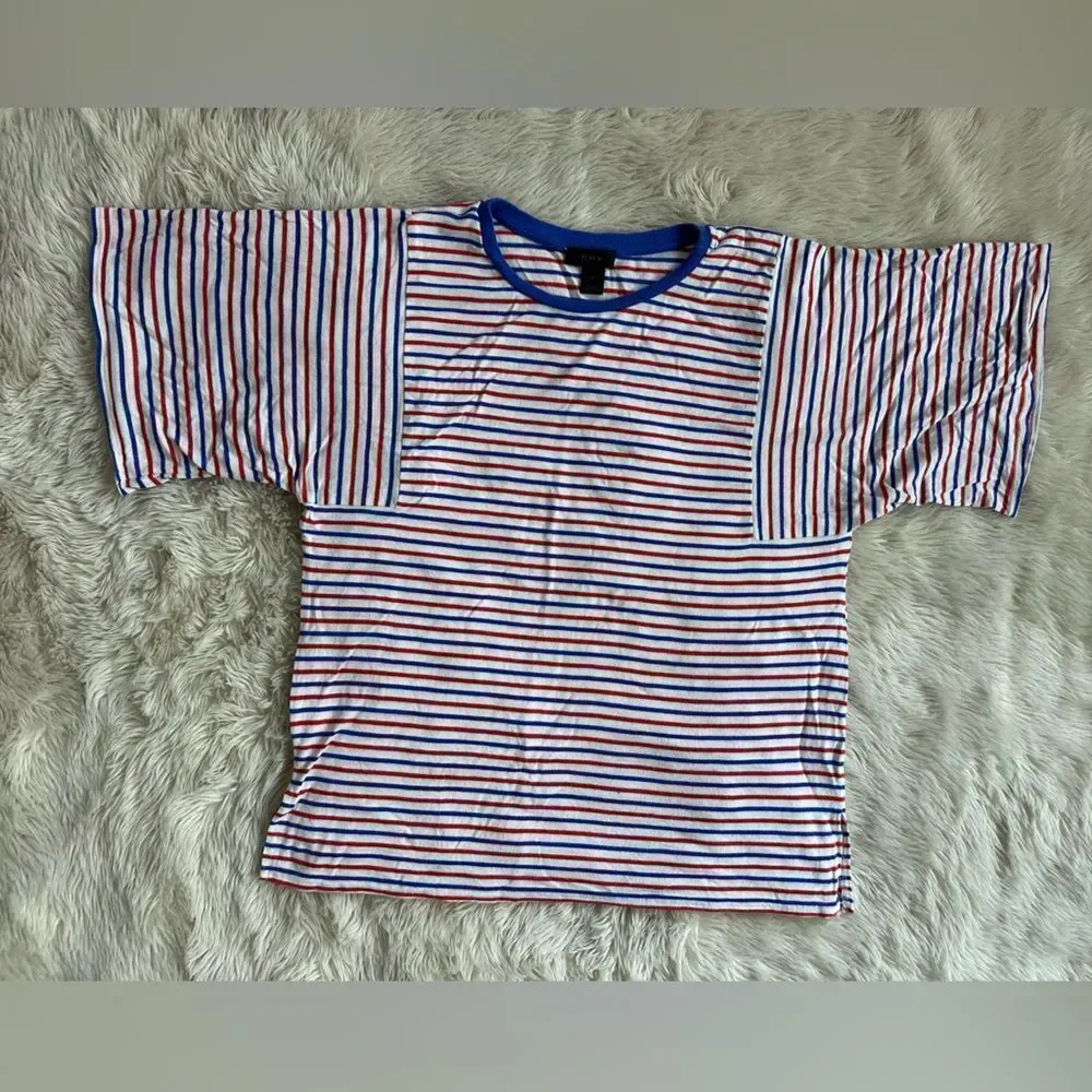 J. Crew Striped Short Sleeve Tee - Red, Blue, White